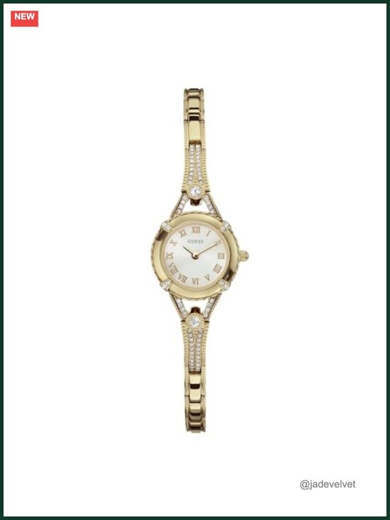 GUESS Petite Silver-Tone Crystal Bracelet Watch, Roman Numerals, 22mm Quartz